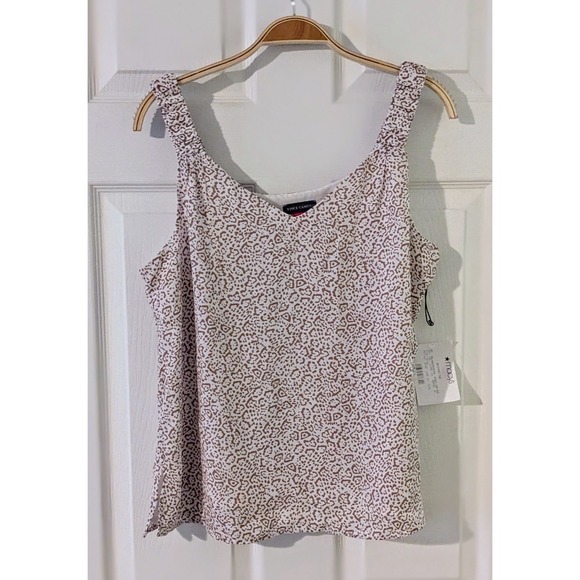 Vince Camuto Animal Print Tank Top Sleeveless Ruffle Strap Casual Medium NWT $59 - Picture 5 of 11